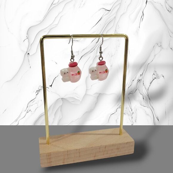 🍓Strawberry Milk Cat Earrings🍓(2-A012) - Picture 4 of 6